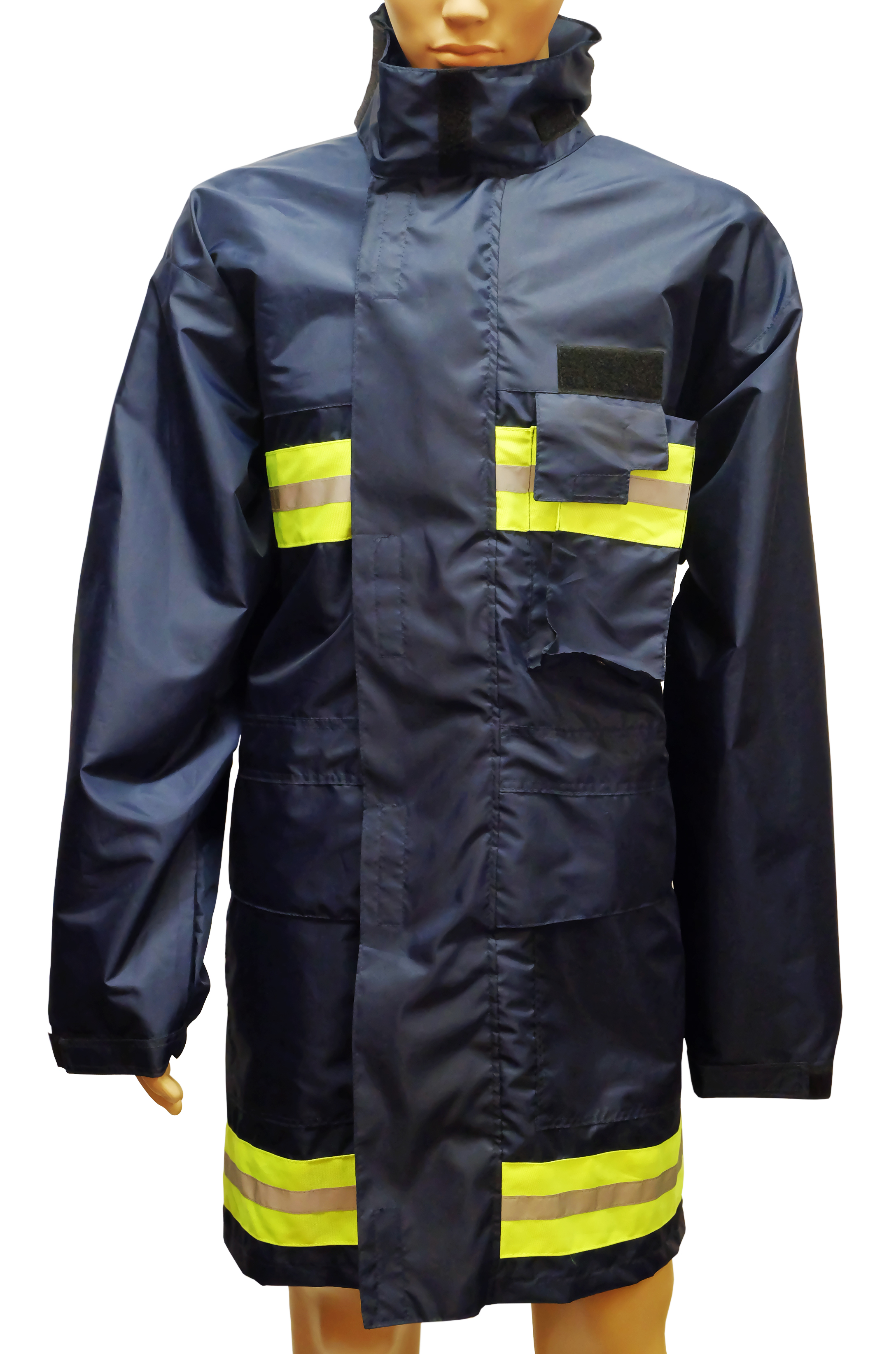 Pláštěnka pro hasiče, vč. nápisu HASIČI, reflexních pásků a kapsou na radiostanici